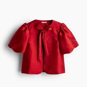 H&M Red Balloon Sleeve Blouse